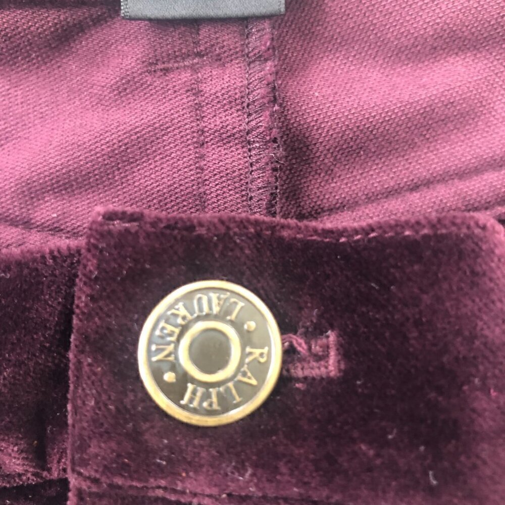 Vtg Ralph Lauren Maroon Velvet Straight Leg Pants Jeans Size 4 - Picture 2 of 10
